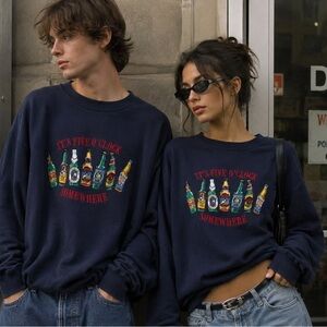 VNTG Y2K Big Dogs Sweater Adult Large‎ Gray Embroidered Spell Out Assorted Beers